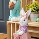 preview thumbnail 3 of 22, Glitzhome Easter Resin Bunny Boy Girl Table Statue Decoration Rabbit Figurine with Flower Party Ornaments