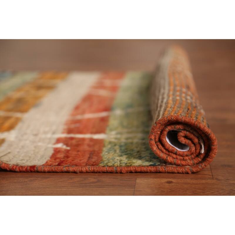 Geometric Moroccan Runner Rug Oriental Handmade Wool Carpet - 3'1" x 9'7"