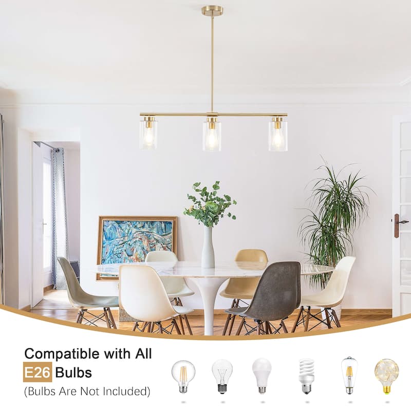 Modern Linear Ceiling Hanging Pendant Light With Adjustable Height for Living Room, Foyer