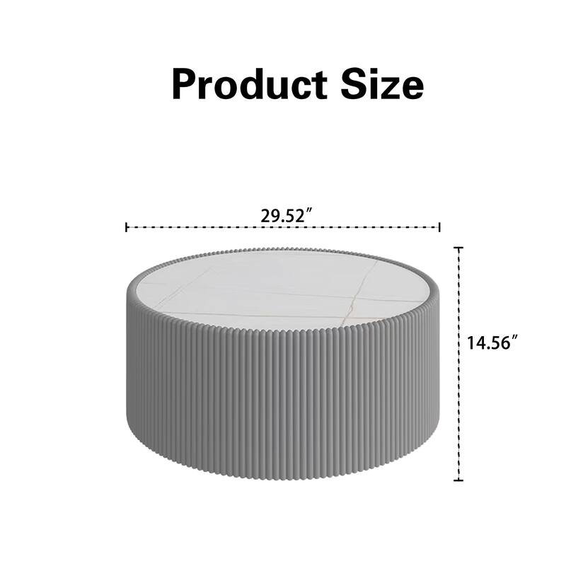 Light Marble Top Cylinder Shape Leather Coffee modern Sofa Table for Living Room furniture