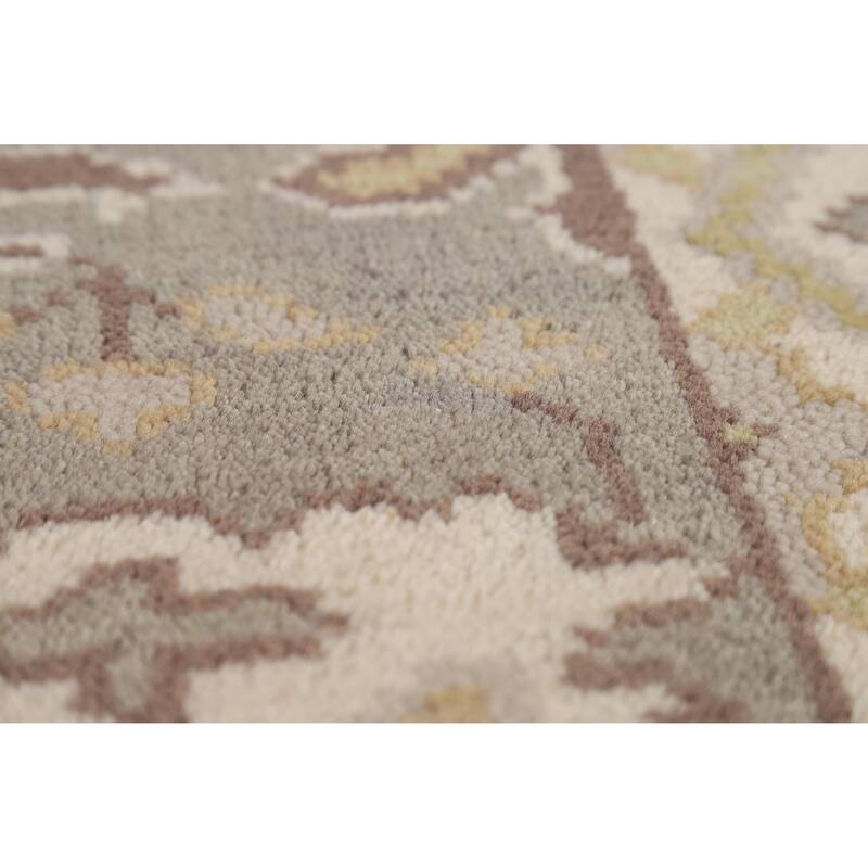 Grey Oushak Runner Rug Hand-Knotted Transitional Wool Carpet - 2'6"x 9'9"