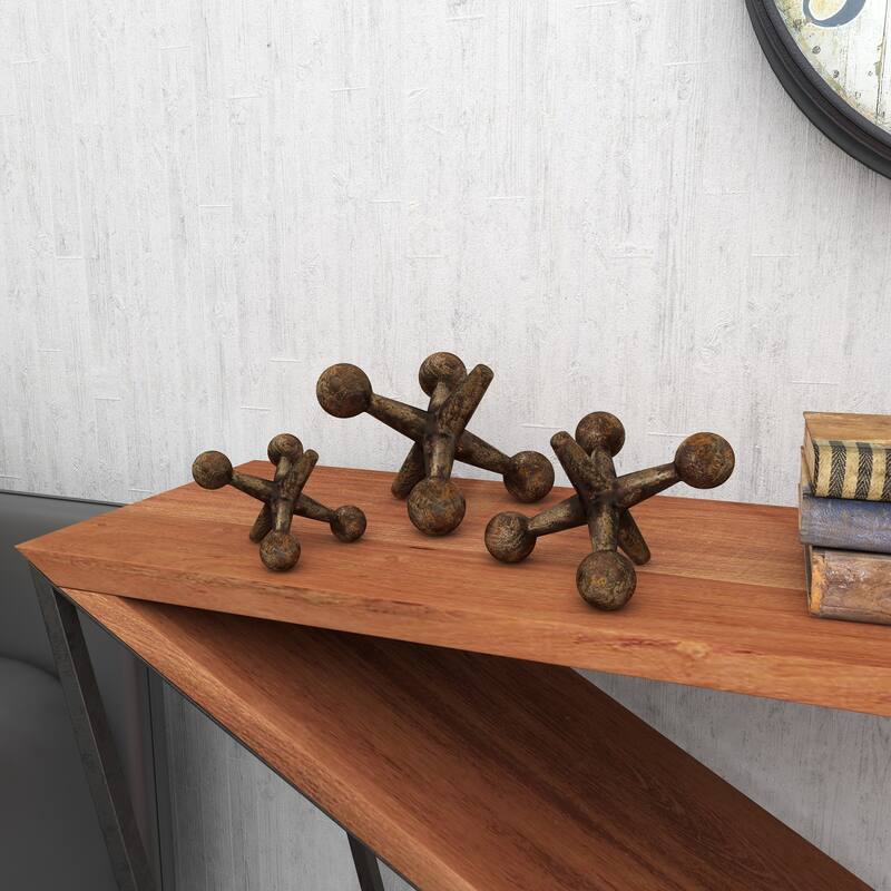 Gold Metal Weathered Jack Decorative Sculpture (Set of 3)