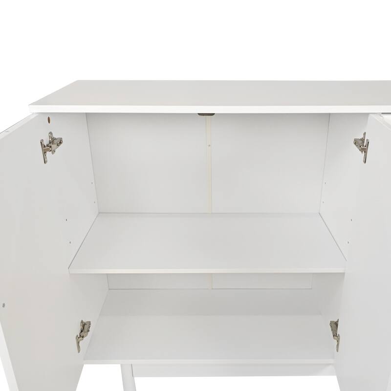 4-Door Buffet Cabinet with Storage, Kitchen Sideboard Buffet w/ Wood Legs, Adjustable Shelves, Living Room Storage Cabinet