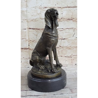 Signed Cain Bloodhound Bronze Marble Sculpture Pet Dog Figure Mans Best Friend