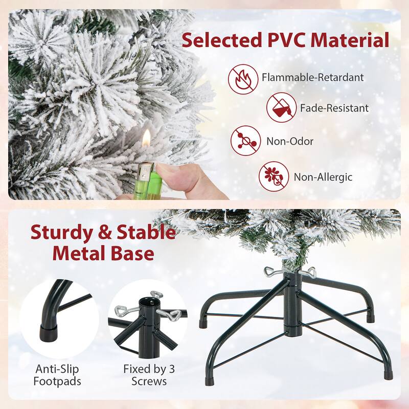 Gymax 4.5/6/7 FT Pre-Lit Artificial Christmas Tree Slim Pencil Xmas