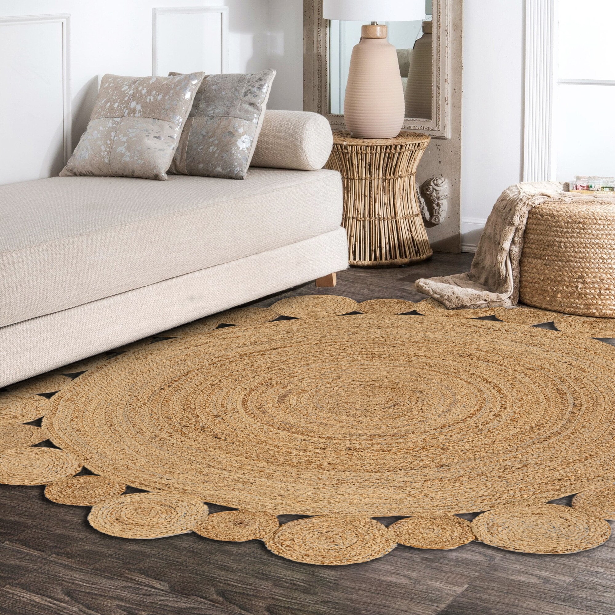 JONATHAN Y Soleil Round Natural Jute hippie Circle Area Rug - On