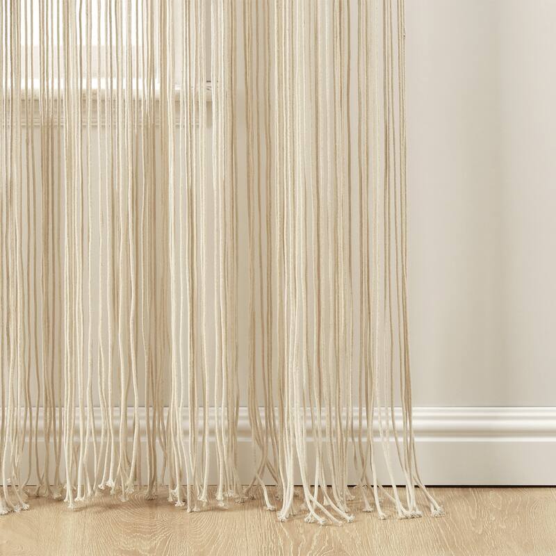 Lush Decor Boho Macrame Textured Cotton Window Curtain/Room Divider/Doorway/Wall Decor