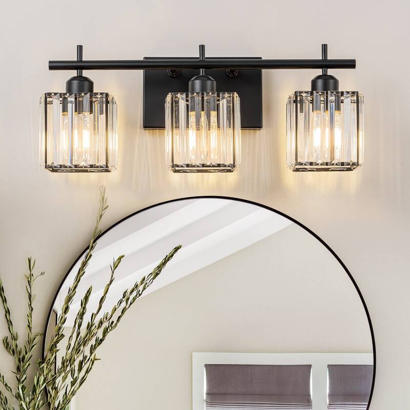 Starsky 3/4-Light Modern Dimmable Bathroom Crystal Vanity Light Wall Sconces with Crystal Shade