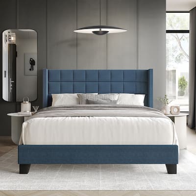 CraftPorch Wingback Linen Upholstered Panel Bed