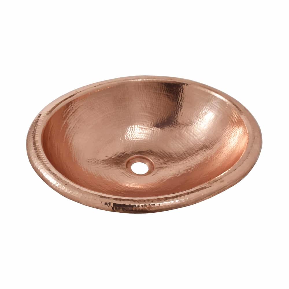 Rolled Classic Hand Hammered Copper Drop-in Oval Bathroom Sink