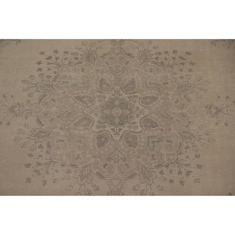 Hand Knotted Oriental 100% Wool Carpet Traditional Floral Beige & Ivories Tabriz Area Rug - 12' 6'' X 9' 6''