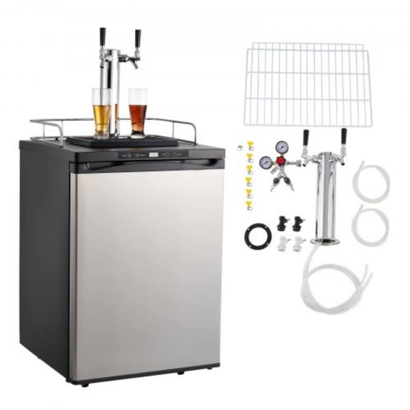 Beer Kegerator with 2 Faucets and CO2 Tank, Full Size, 162L - 23.7 x 30.1 x 53.1 in