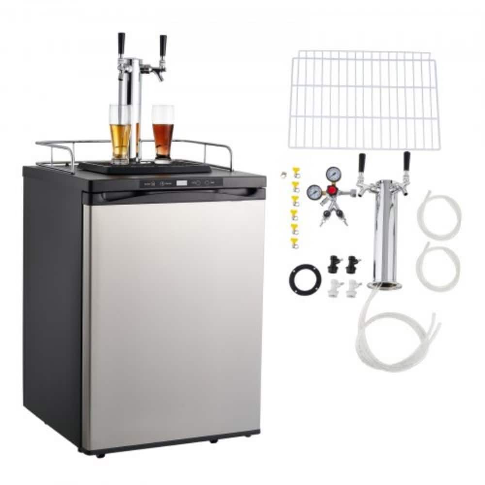 Beer Kegerator with 2 Faucets and CO2 Tank, Full Size, 162L - 23.7 x 30.1 x 53.1 in