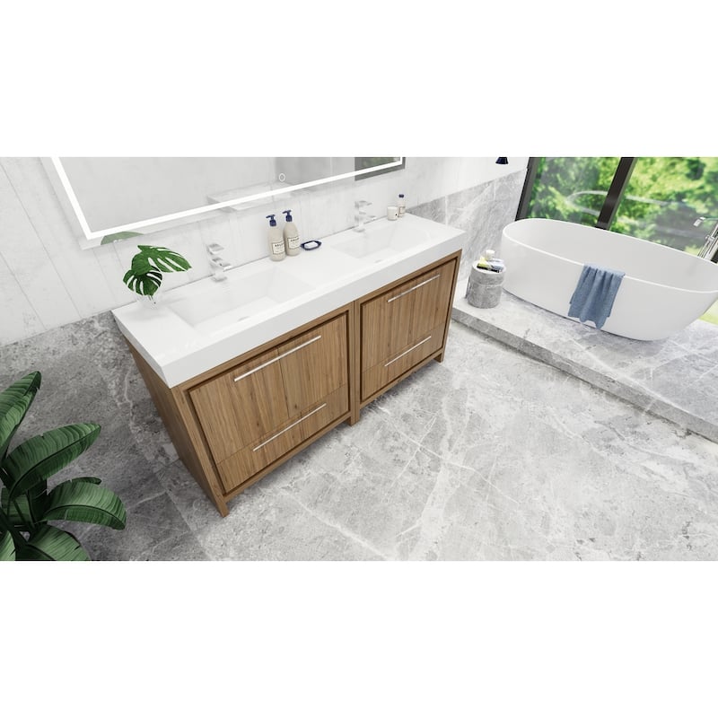 Dove 72'' Freestanding Vanity with Double Reinforced Acrylic Sink