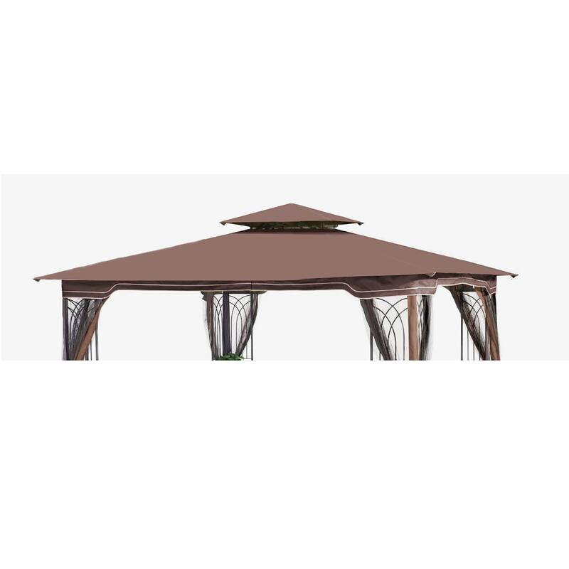 Double Roof Gazebo Replacement Canopy Top Fabric - Brown