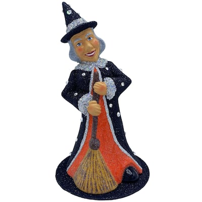 9" schaller witch with broom paper mache halloween candy container