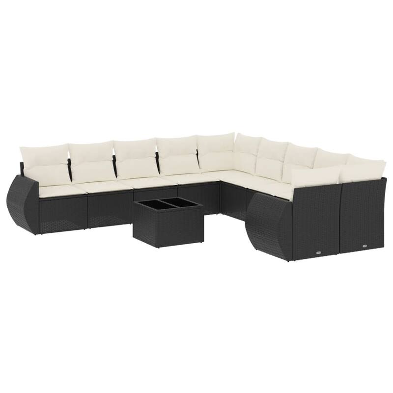 vidaXL Garden Sofa Set Black, Cream White
