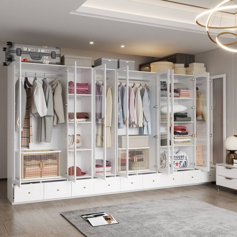 Multi-Piece Wardrobe Set Adaptable Closet Modules Combo Armoires