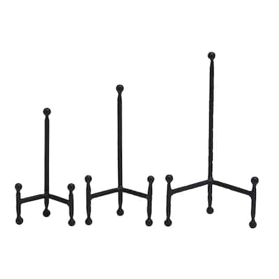 Metal Slim Display Easel with Ball Accents - Set of 3 Black or Gold - Roche River Decor