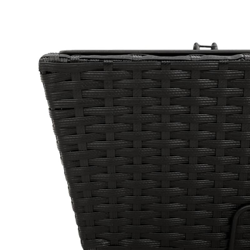 vidaXL Planter Black PE rattan Medium Hooks Planter Trapezoidal - 8.7 x 21.3 x 7.1 in