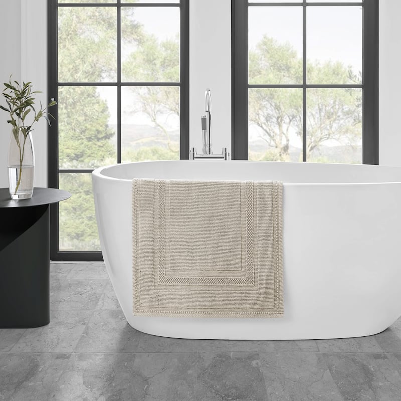 Jean Pierre Cotton Stonewash Racetrack 17 x 24 in. Bath Rug