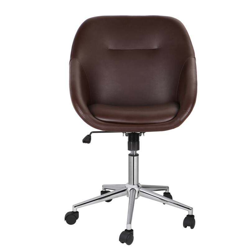Porthos Home Hayes Swivel Office Chair, Chrome Base, PU Leather