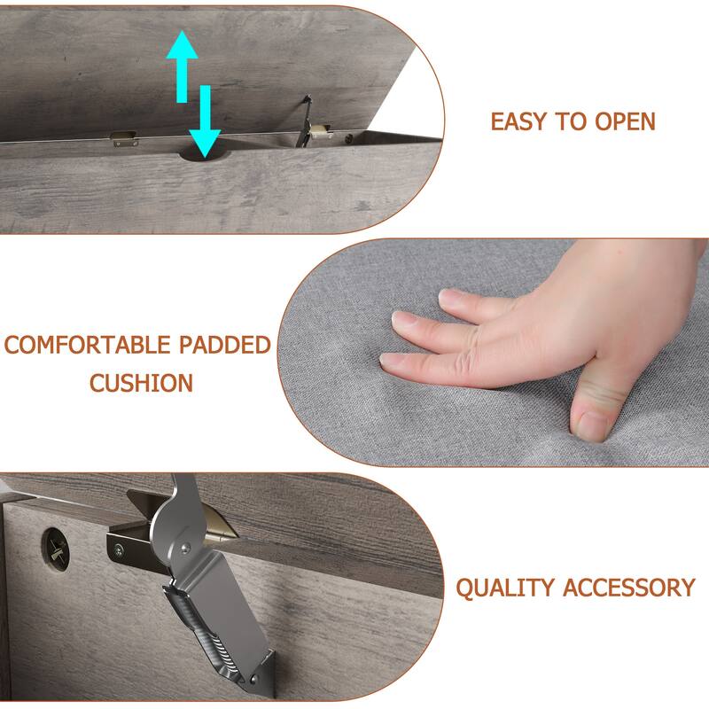 Shoe Storage Bench with a Cushioned Seat and 2 Tiers of Shelves