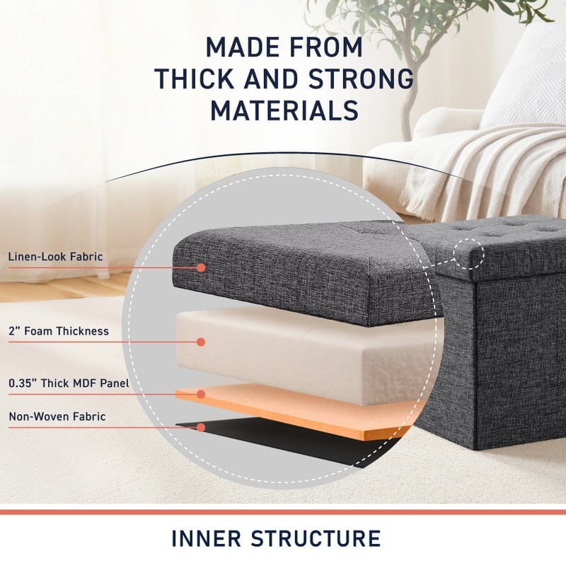 2 Pack - 15" Collapsible Square Cube Storage Ottoman, Perfect for Dorms, Livingroom and Bedroom