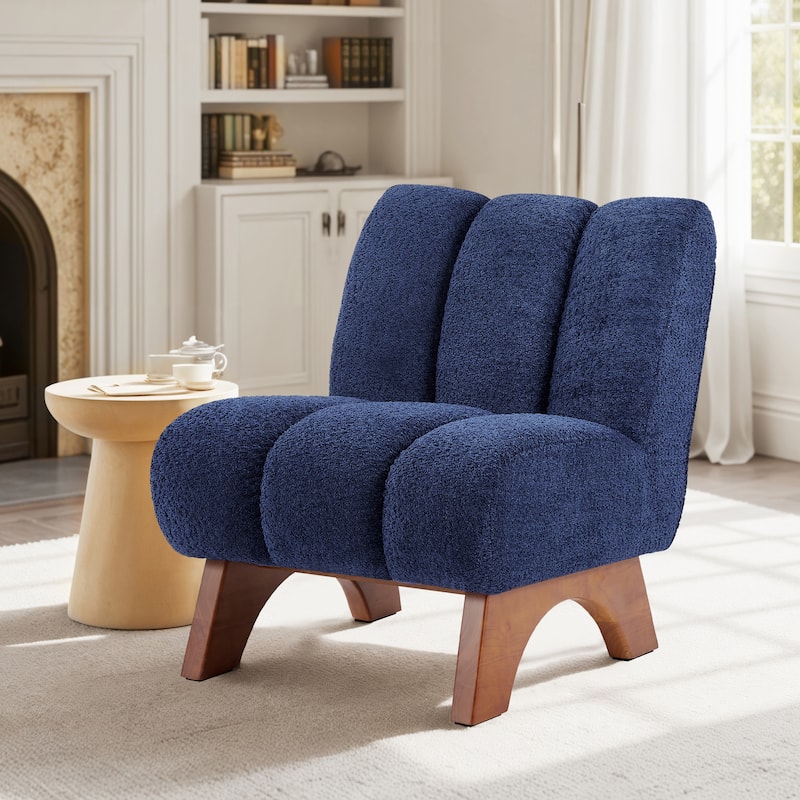 Art Leon Modern Wood and Fabric Accent Sofa Chair - Blue