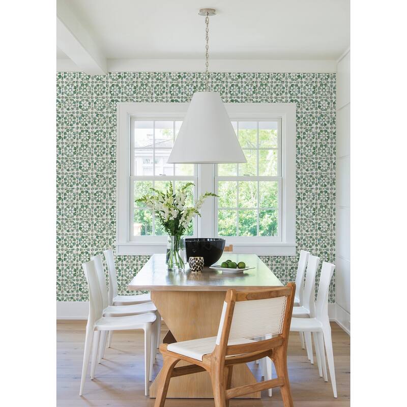 Advantage Izeda Green Floral Tile Wallpaper