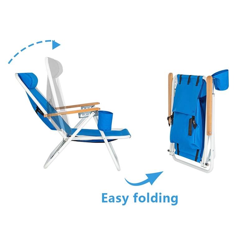 Portable High Strength Beach Chair with Adjustable Headrest,Blue