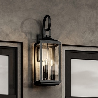 Luxury Transitional Outdoor Wall Sconce, 30.625"H x 9.5"W, with Farmhouse Style, Midnight Black, BWP1404 by Urban Ambiance