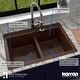 preview thumbnail 73 of 74, Karran 33" Top Mount Double Equal Bowl Quartz Kitchen Sink Kit - 33" x 22" x 9"