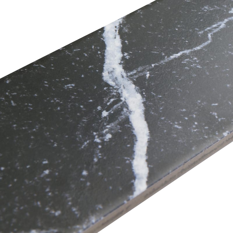 Merola Tile Tinos Black 3-1/8" x 17-3/8" Porcelain Floor and Wall Tile
