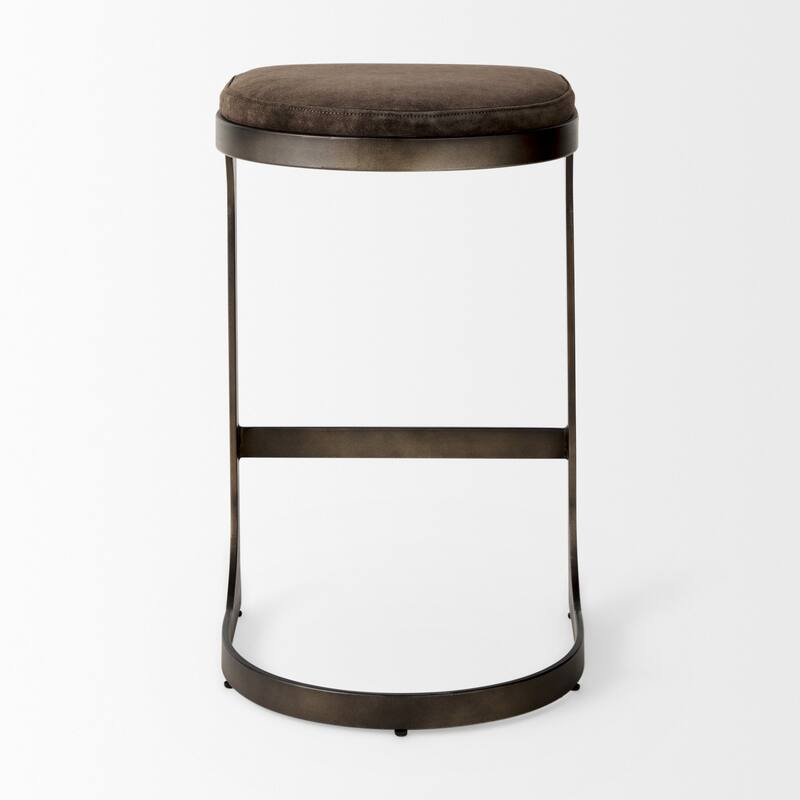 Tyson Black Genuine Leather with Dark Gray Metal Frame Counter Stool