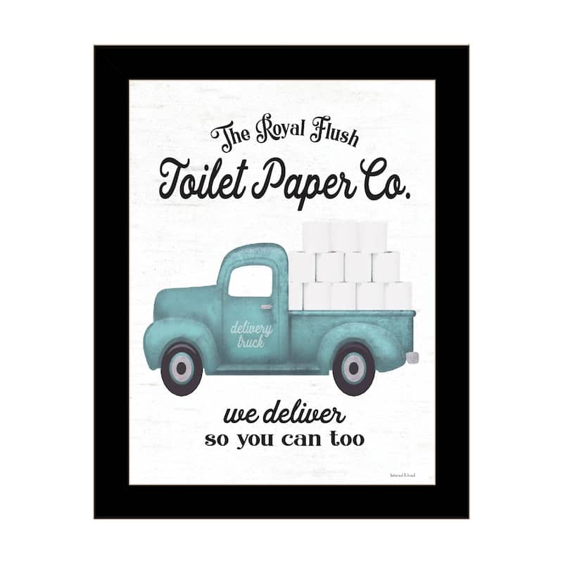 TrendyDecor4U Contemporary "Toilet Paper Co." Framed Print Wall Art - Black