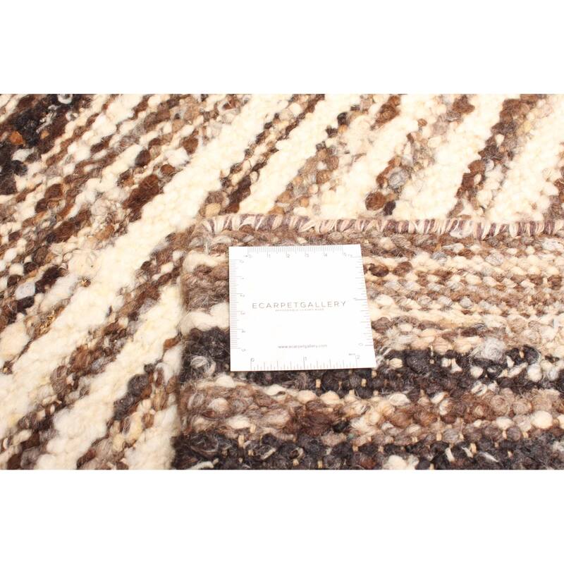 ECARPETGALLERY Braid weave Sienna Brown Wool Rug - 5'6 x 7'5