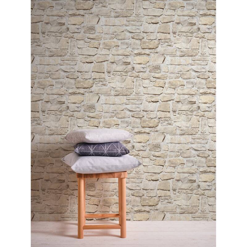 Galerie Wallcoverings Bricks and More Collection Stone Symphony Motif Matte Finish Vinyl on Non-woven Wallpaper Roll
