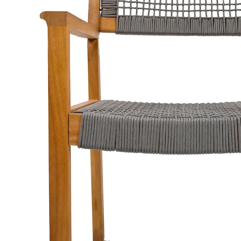 Modern Set of 2 Dining Chairs with Rope-Woven Seat Backrest, Solid Wood Frame for Dining Room Living Room Café and Pub