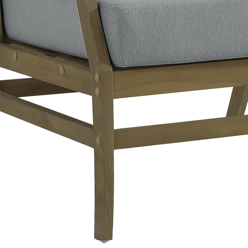 2 Set Patio Teak Wood Outdoor Chair and Side Table Set with Cushions