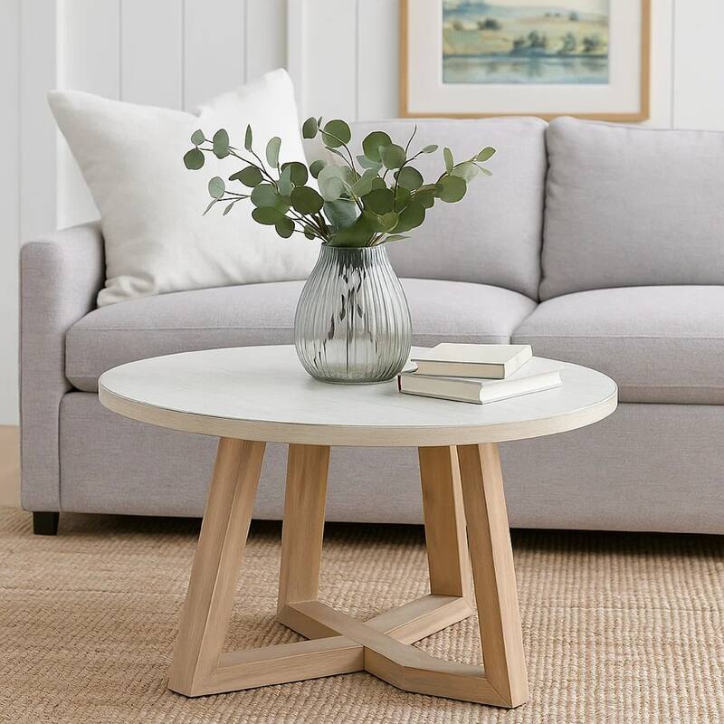 Dilly Side End Table, Cross Pedestal Base, Light Gray, 28 Inch Solid Wood