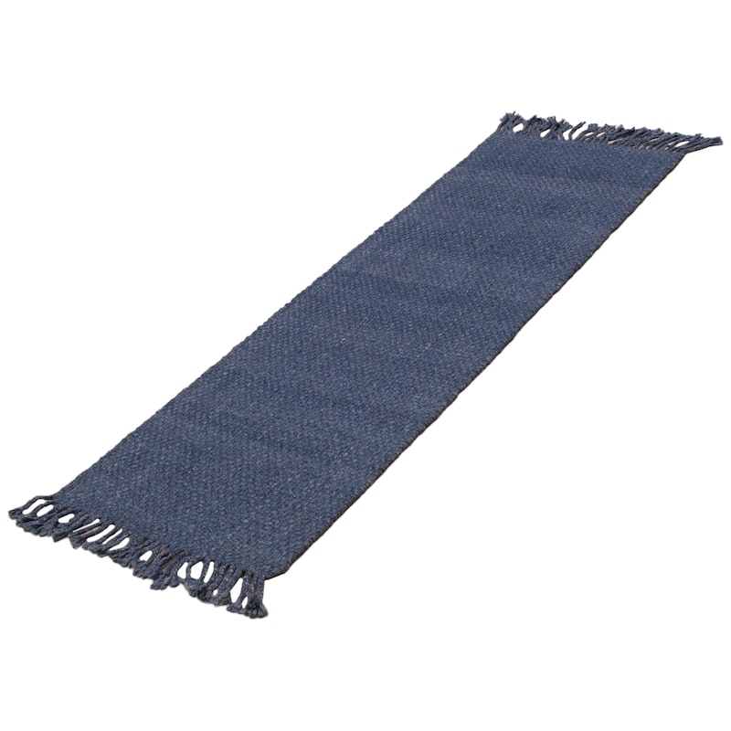 ECARPETGALLERY Braid weave Sienna Blue Wool Rug - 2'6 x 7'10