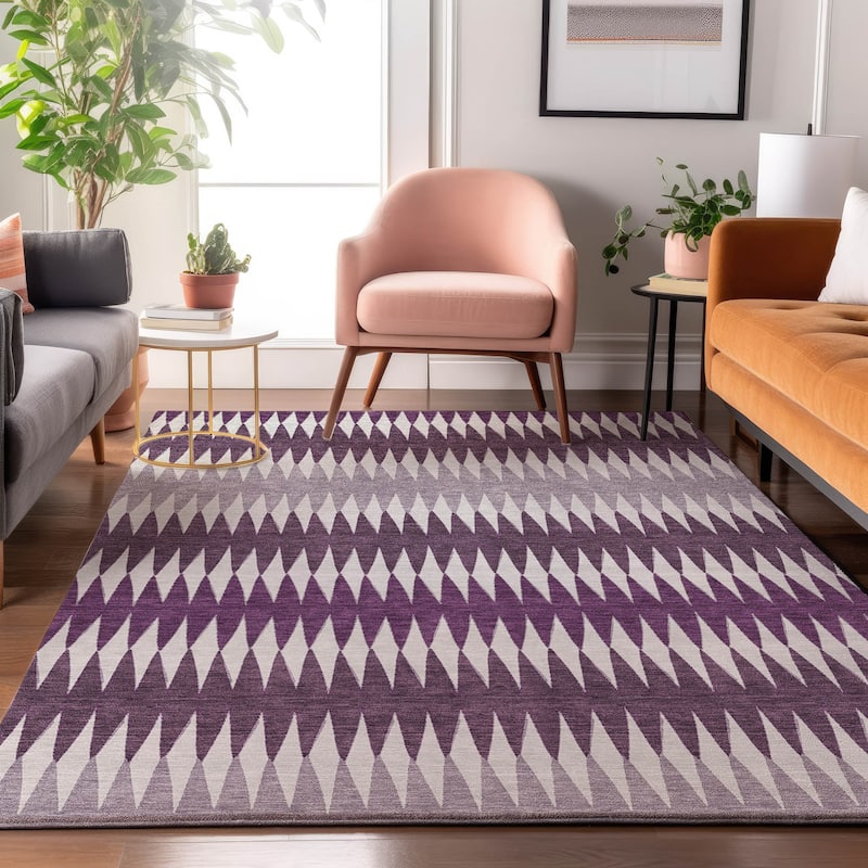 Premium Washable Super Soft Modern Ziggy Mayfield Rug - Purple - 3' x 5'