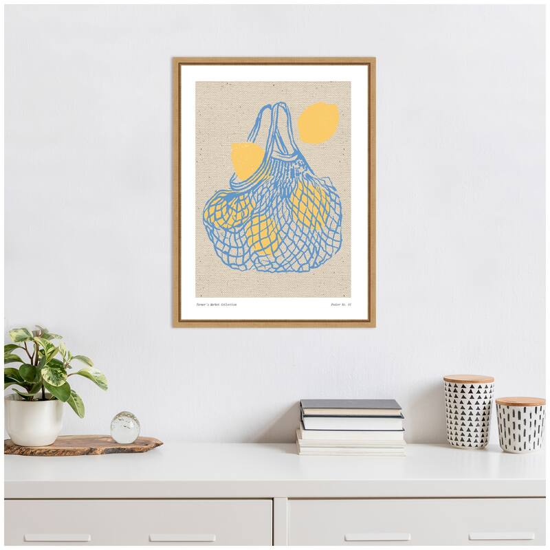 Kate and Laurel Fruit Farmers Market Print No 1 Lemons by The Creative Bunch Studio Framed Canvas Wall Art Print