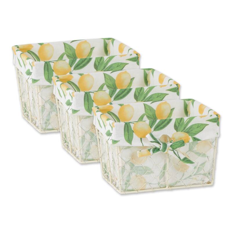 Chicken Wire Print Liner Basket (Set of 3) Small - Small - Small Lemon