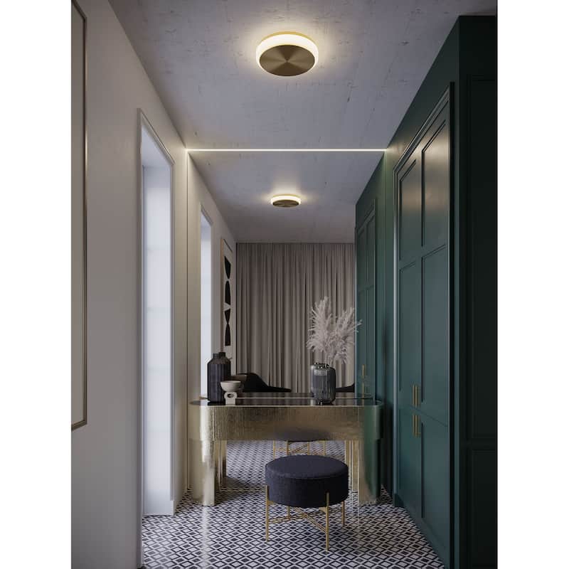 AFX Eris LED Flush Mount Light - Light Antique Brass - 10"