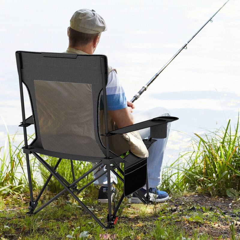 Gymax 2PCS Camping Lounge Chair w/Detachable Footrest 4-position