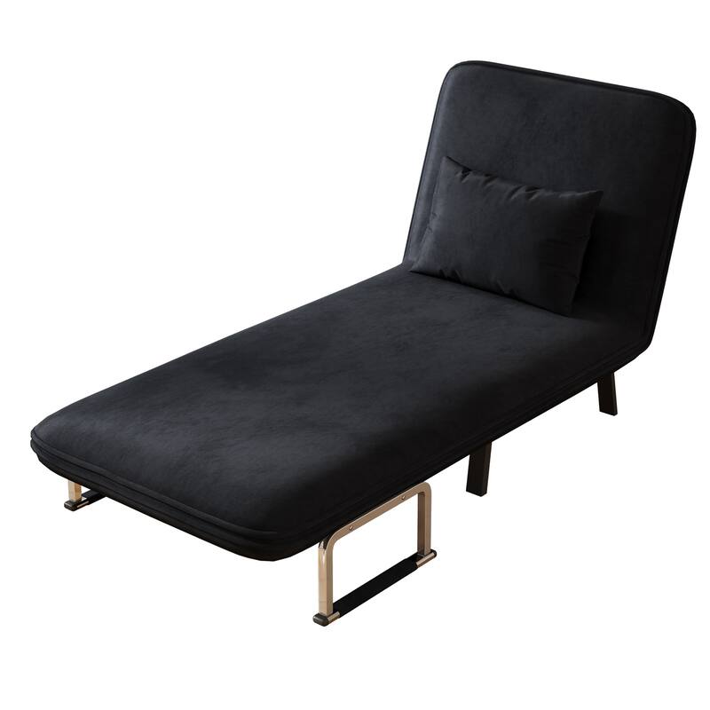 31.5″ Convertible Chair Bed, Tri-Fold Sofa Bed with Adjustable Backrest, Black Metal Sleeper Chair