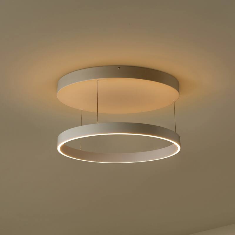 Metal Adjustable Dimmable Ring LED Pendant, By JONATHAN Y - 1-Light - White