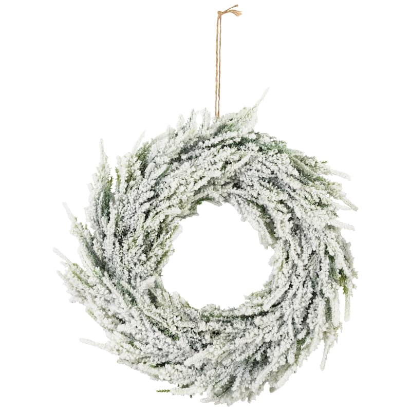 Heavily Flocked Artificial Pine Christmas Wreath